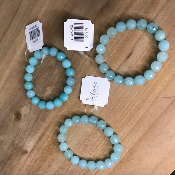 Set of 3 Stackable Glass Stretchy Bracelets NWT - Picture 2 of 3